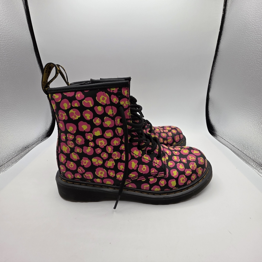 Doc Martens Kids Skull Boots Pink Yellow Kids 4US 3UK - Picture 2 of 13